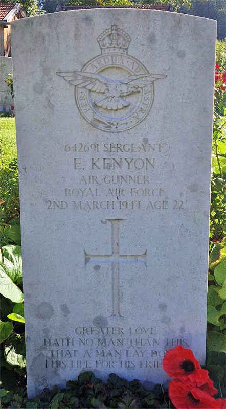 Sgt Ernest Kenyon<br /><br /><br />died on active duty - March 2nd, 1944 - 156 Sqdn.